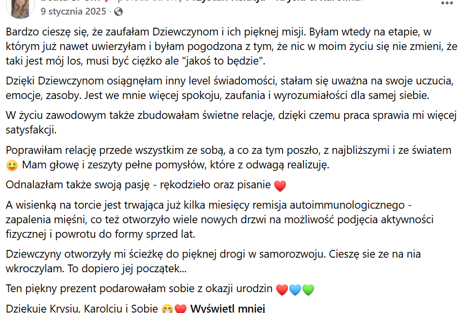 Opinia o spokoju, zaufaniu i odzyskaniu pasji