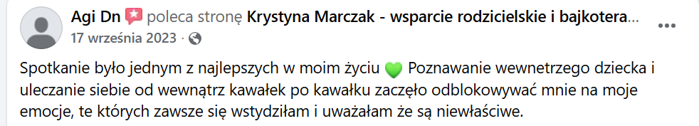 Opinia o spotkaniu i pracy z wewnętrznym dzieckiem