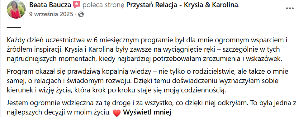 Opinia Beaty o wsparciu i świadomym rozwoju