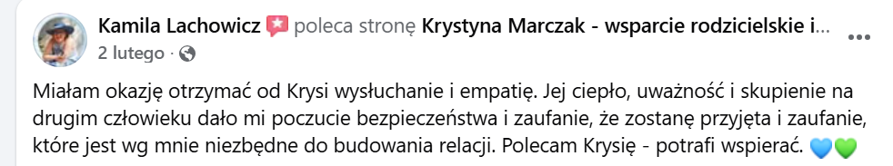 Opinia Kamili o empatii, uważności i poczuciu bezpieczeństwa
