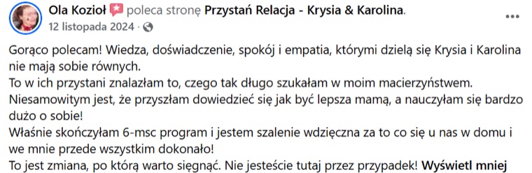 Opinia klientki o wsparciu w wypaleniu macierzyńskim