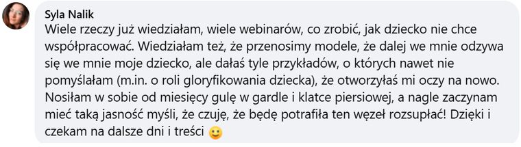 Opinia uczestniczki webinaru Krystyny Marczak